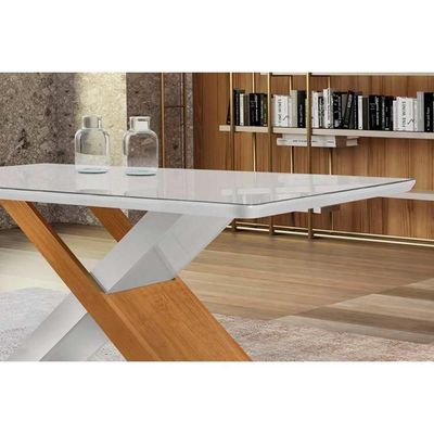 Sala De Jantar Completa Imperatriz Tampo Madeirado C- Vidro Reto 180x90 E 6 Cadeiras Imperatriz Imbuia - Veludo Capuccino - Rufato