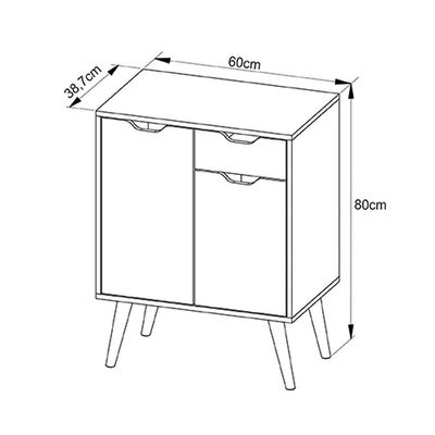 Gabinete De Banheiro Com Pés Bn3637 Sem Cuba 2 Portas E 1 Gaveta60cm Branco - Tecno Mobili