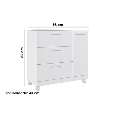 Cômoda Infantil Jujuba 1 Porta E 3 Gavetas Nature/branco - Permóbili Baby