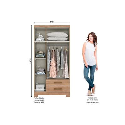 Guarda Roupa Solteiro 3 Portas E 2 Gavetas C- Espelho E Pés Açaí Da133 Branco