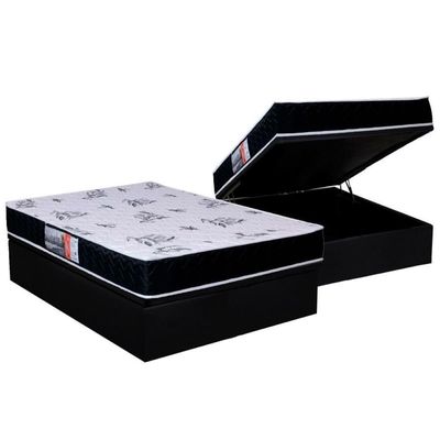 Conjunto Box Baú Casal: Colchão Espuma Orthoflex D28 + Base Crc Courano Black(138x188)