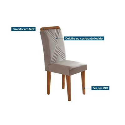 Sala De Jantar Completa Jade C- Tampo Madeirado Vidro Canto Curvo 180x90cm E 6 Cadeiras Amsterdã Imbuia-off White - Suede Capuccino - Rufato