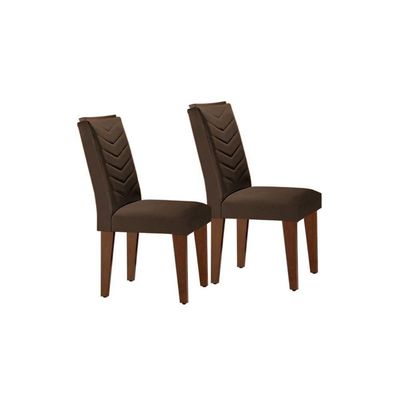 Sala De Jantar Completa Luna C- Tampo Vidro Canto Curvo 180x90cm E 6 Cadeiras Londrina Imbuia-off White - Suede Marrom - Rufato