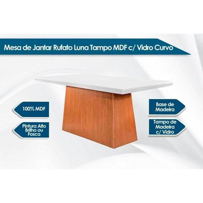 Sala De Jantar Completa Luna C- Tampo Vidro Canto Curvo 180x90cm E 6 Cadeiras Londrina Imbuia-off White - Suede Marrom - Rufato