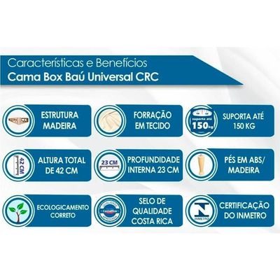 Conjunto Box Baú Solteiro Colchão Espuma Orthoflex Wood Foggia Premier + Base Crc Suede Clean (88x188)