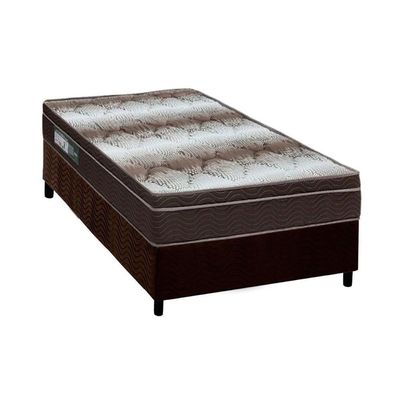 Cama Box Solteiro: Colchão Ortopédico Ortobom Wood Light + Base Crc Suede Brown(88x188)