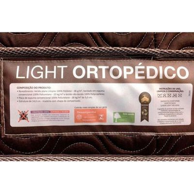 Cama Box Solteiro: Colchão Ortopédico Ortobom Wood Light + Base Crc Suede Brown(88x188)