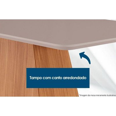 Sala De Jantar Completa Luna C- Tampo Vidro Canto Curvo 180x90cm E 6 Cadeiras Imperatriz Imbuia-grafite - Suede Creme - Rufato
