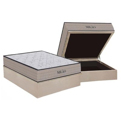 Conjunto Box Baú Casal: Colchão Espuma Orthoflex D33 Milão Double Face Black + Base Crc Suede Clean(138x188)