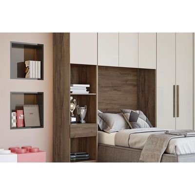 Modulado De Quarto Armário Mesa De Cabeceira Rizon-linea 1 Porta C-1 Gaveta Cumaru-fendi