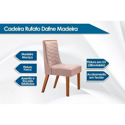 Sala De Jantar Completa Londrina Com Tampo Madeirado Com Vidro 180x90cm E 6 Cadeiras Dafne Capuccino-suede Creme - Rufato