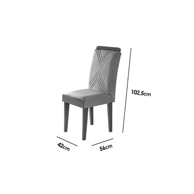 Sala De Jantar Completa Londrina C- Tampo Madeirado C- Vidro Canto Reto 180x90cm E 6 Cadeiras Amsterdã Imbuia-capuccino-suede Creme - Rufato