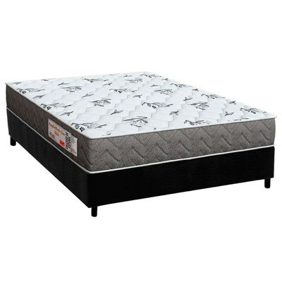 Conjunto Box Casal: Colchão Espuma Orthoflex D33 Comfortpedic Black + Base Crc Suede Black(138x188)