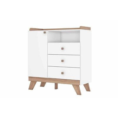 Quarto Infantil Completo Confete 2 Peças (1 Guarda Roupa + 1 Berço) Qi64 Branco/jequitiba - Henn