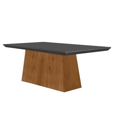 Mesa P- Cozinha Luna C- Tampo 180x90cm Flex Madeirado Vidro Canto Curvo - Imbuia-ripado 3d-grafite - Rufato