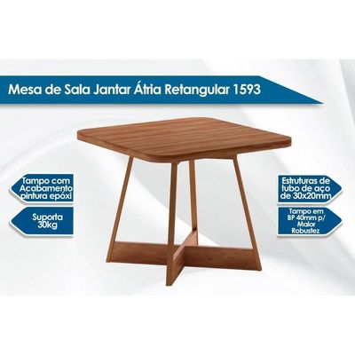 Mesa Para Cozinha átria 1593 Quadrada Aço C-tampo Madeirado 90x90cm Nogal-freijo Rose - Carraro