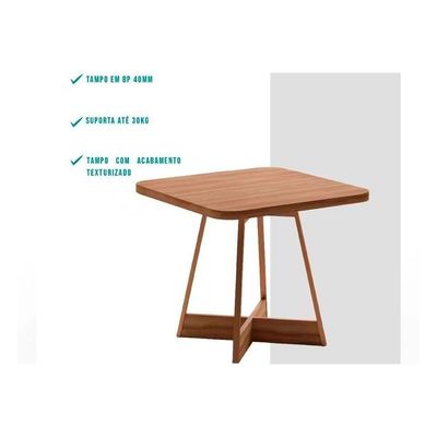 Mesa Para Cozinha átria 1593 Quadrada Aço C-tampo Madeirado 90x90cm Nogal-freijo Rose - Carraro