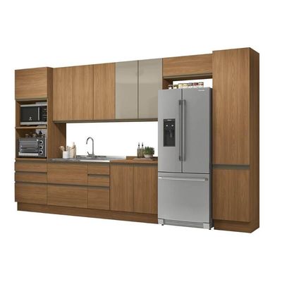 Cozinha Completa Maxxi 8 Peças (3 Armários + 2 Balcões + 1 Complemento + 2 Paneleiros) C7p45 Canela - Kappesberg