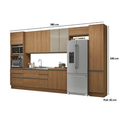 Cozinha Completa Maxxi 8 Peças (3 Armários + 2 Balcões + 1 Complemento + 2 Paneleiros) C7p45 Canela - Kappesberg