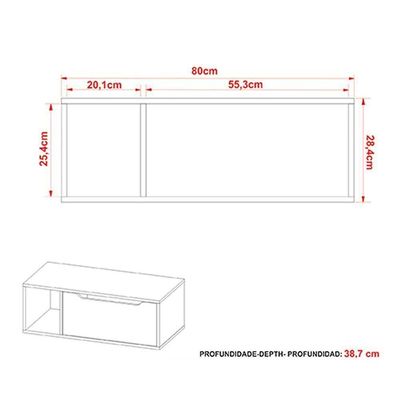 Gabinete De Banheiro Suspenso Bn3644 Sem Cuba 1 Porta 80cm Amêndoa-branco - Tecno Mobili