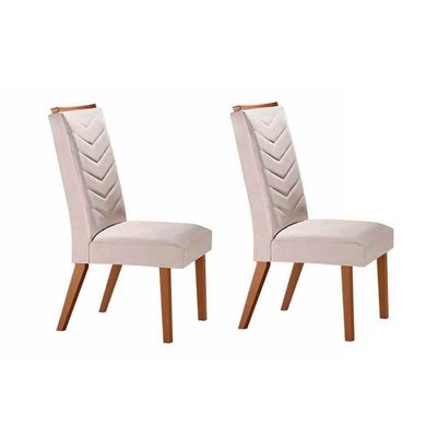 Sala De Jantar Completa Alvorada C- Tampo Madeirado Canto Reto 180x90cm E 6 Cadeiras Londrina Imbuia-off White - Suede Creme - Rufato