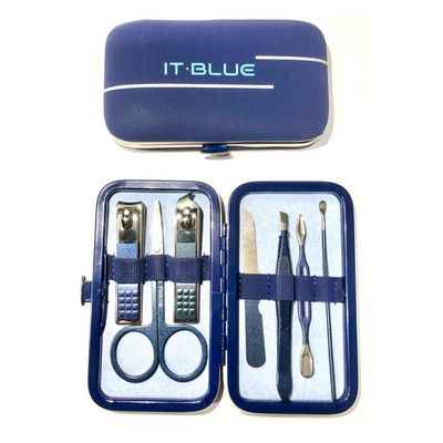 Kit Estojo 7 Peças Manicure Cortador De Unhas Aço Inoxs