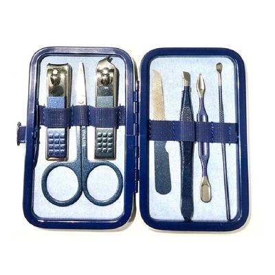 Kit Estojo 7 Peças Manicure Cortador De Unhas Aço Inoxs