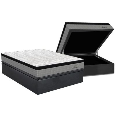 Conjunto Box Baú Casal: Colchão Espuma Orthoflex Molas Ensacadas Masterpocket Titan + Base Crc Suede Gray(138x188)