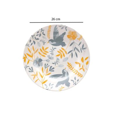 Prato Raso de Ceramica Donna Bem-Te-Vi 26cm 6un - Biona 5409
