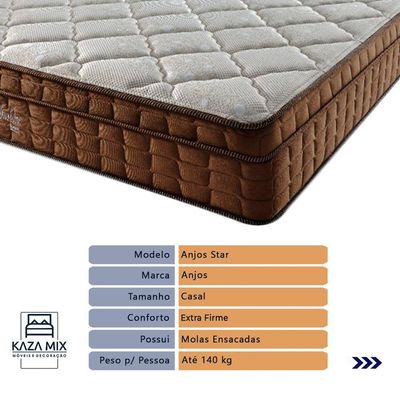 Cama Box Branco E Colchão Anjos Star Pillow In Molas Ensacadas Casal Anjos