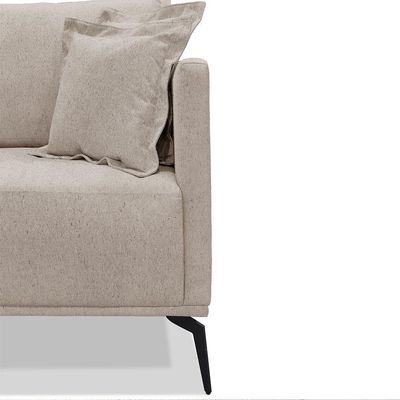 Poltrona Decorativa Livorno Linho Com Pés Em Aço SSX Multicoisas Areia
