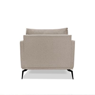 Poltrona Decorativa Livorno Linho Com Pés Em Aço SSX Multicoisas Areia