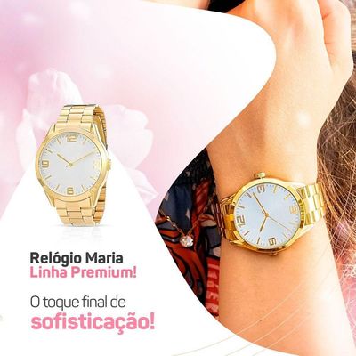 Relogio Feminino Banhado Aço Inox + Pulseira Pandora + Caixa