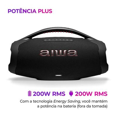 Caixa de Som Aiwa Boombox 200W RMS - AWS-BBS-01B Preto / Bivolt