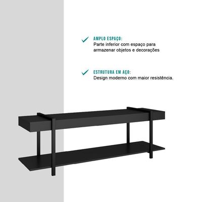 Rack Para Tv Habitat Madeirado E Tubos Pretos Carraro - Preto