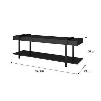 Rack Para Tv Habitat Madeirado E Tubos Pretos Carraro - Preto
