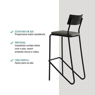 Kit 2 Banquetas Altas Cozinha Balcão 1747 Carraro Preto
