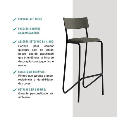 Kit 2 Banquetas Altas Cozinha Balcão 1747 Carraro Preto