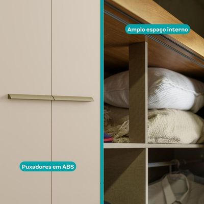 Guarda Roupa Casal 6 Portas Troy Carraro Noce C/ Off White