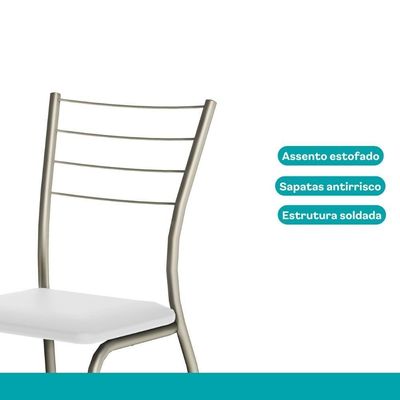 Conjunto Sala De Jantar 6 Cadeiras Valencia Carraro Branco Prata