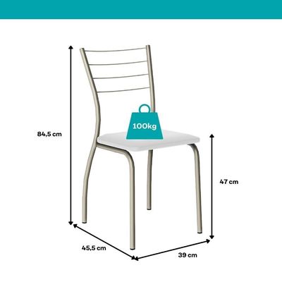 Conjunto Sala De Jantar 6 Cadeiras Valencia Carraro Branco Prata