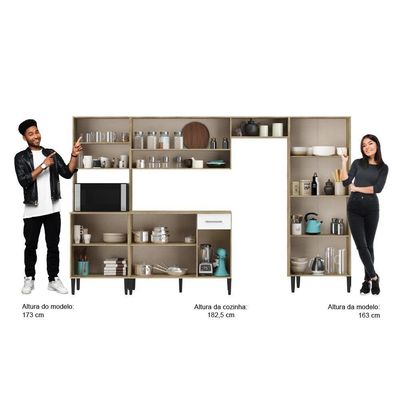 Cozinha Completa Arizona Plus Com Armário E Balcão Carraro - Carvalho/branco Carvalho/branco