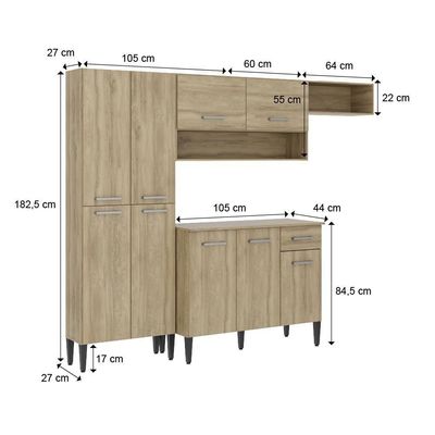 Cozinha Compacta Arizona Glam Carvalho Carraro