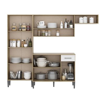 Cozinha Compacta Arizona Glam Carvalho Carraro - Carvalho-branco Carvalho-branco