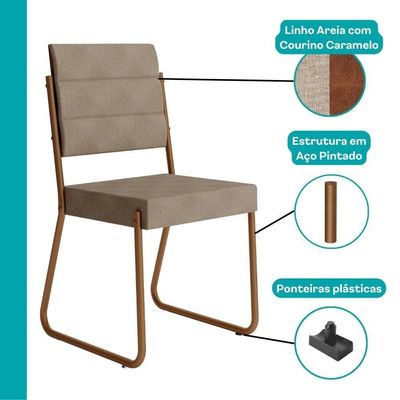 Conjunto Sala De Jantar 6 Cadeiras Charlotte Carraro Nogal Com Rose