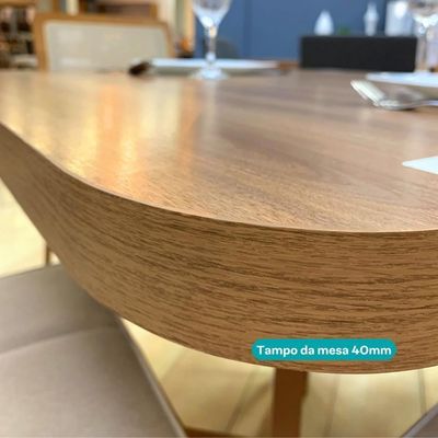 Conjunto Sala De Jantar 6 Cadeiras Charlotte Carraro Nogal Com Rose