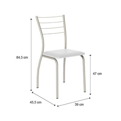 Conjunto 2 Cadeiras 1700 Tubo Prata Napa Branca Carraro