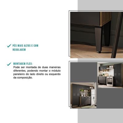 Cozinha Compacta Arizona Classic Com Armário E Balcão Carraro - Carvalho-preto Carvalho-preto
