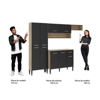 Cozinha Compacta Arizona Glam Carvalho Com Preto Carraro