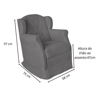 Poltrona Amamentação Balanço Confortável Puff Pétala Suede Cor:cinza